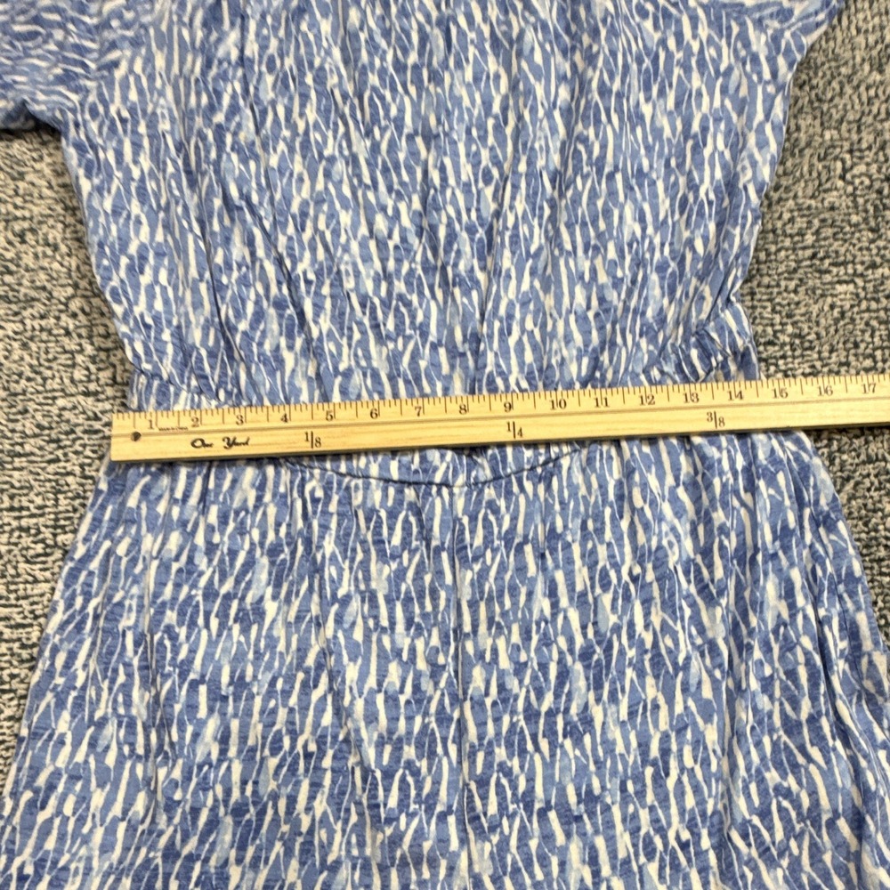 Michael Kors Womens Abstract Blue White Long Sleeve Romper One-Piece Size 10 - Picture 8 of 16